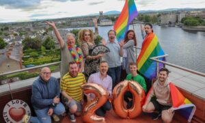 Limerick Pride Festival 2021 - The theme for this year’s pride is ‘Different Families, Same Love’. Pictured above on the roof of the Limerick Strand Hotel are the Limerick Pride Committee 2021 with Myles Breen (centre back row). Picture: Farhan Saeed/ilovelimerick