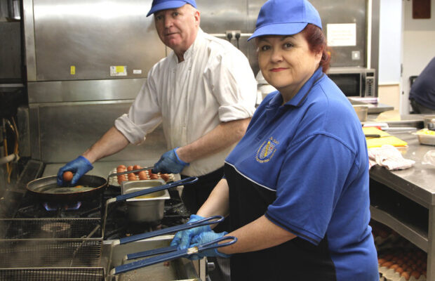 St Munchins Community Centre delivers meals to those in need. Linda Ledger pictured above working hard in the kitchen at St Munchins with chef Christy O'Brien. Picture: Leon Ledger
