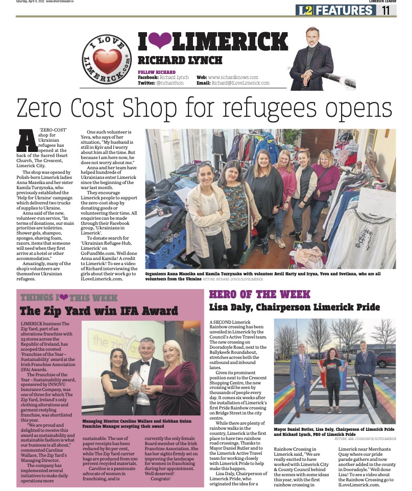 The Leader Column April 9 2022 - Zero cost shop for refugees opens