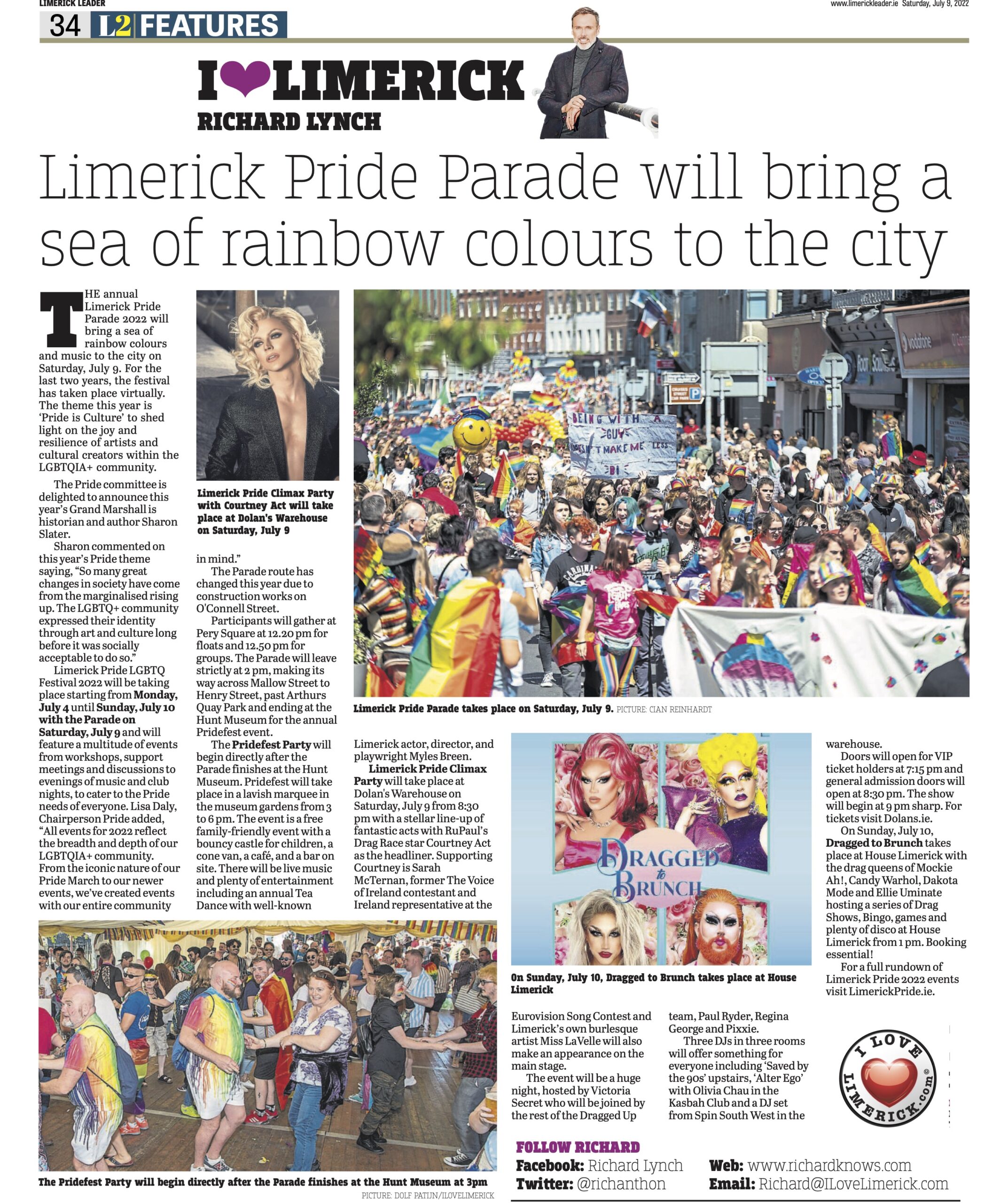 The Leader Column July 9 2022 - Limerick Pride Parade will bring a sea of rainbow colours to the city.