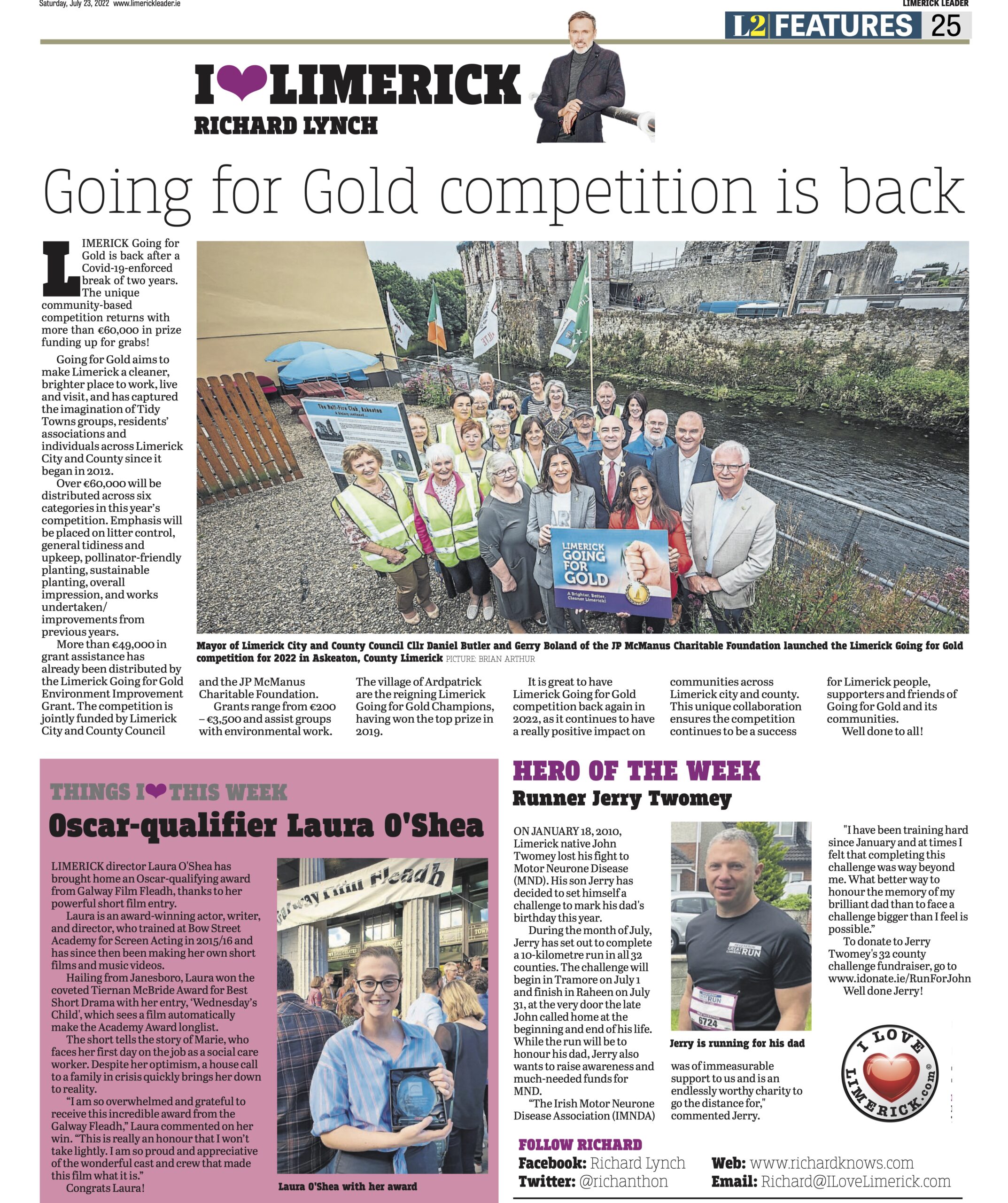The Leader Column July 23 2022 - Going for Gold competition is back!