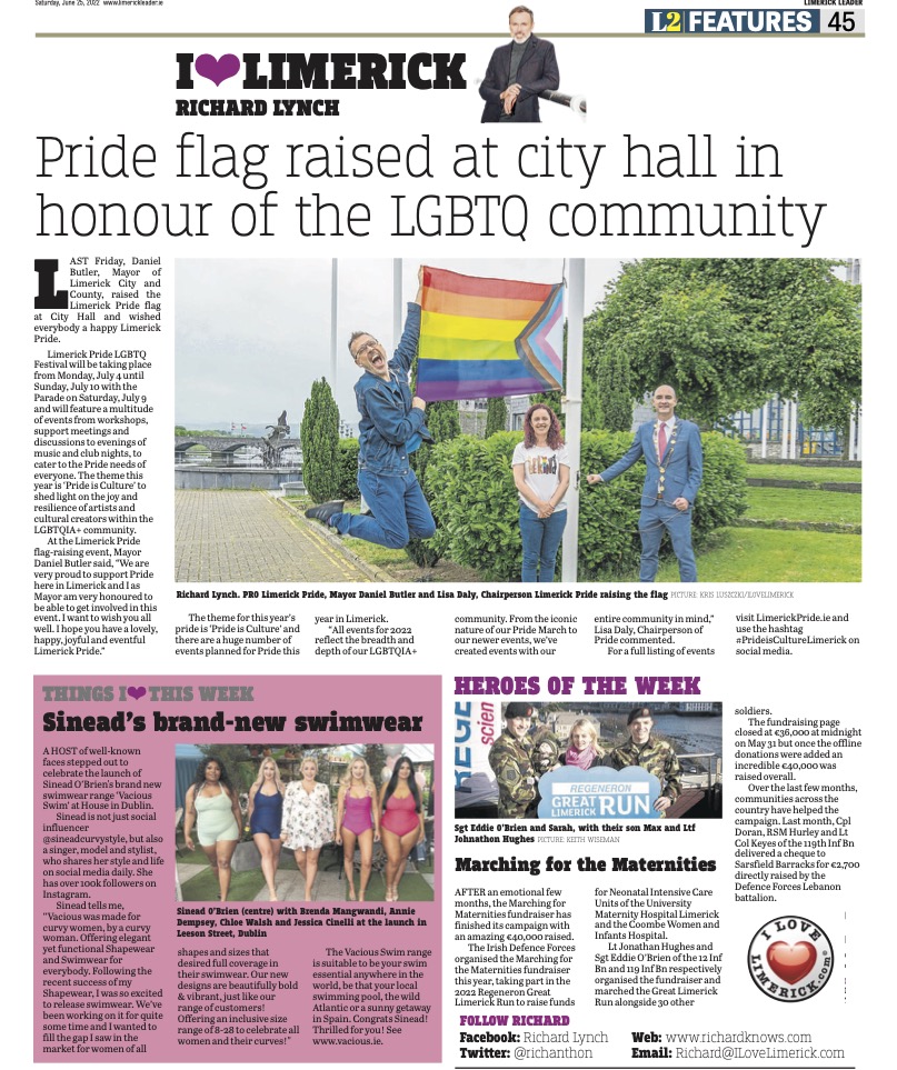 The Leader Column June 25 2022 - Pride Flag raised at City Hall in honour of the LGBTQ community.