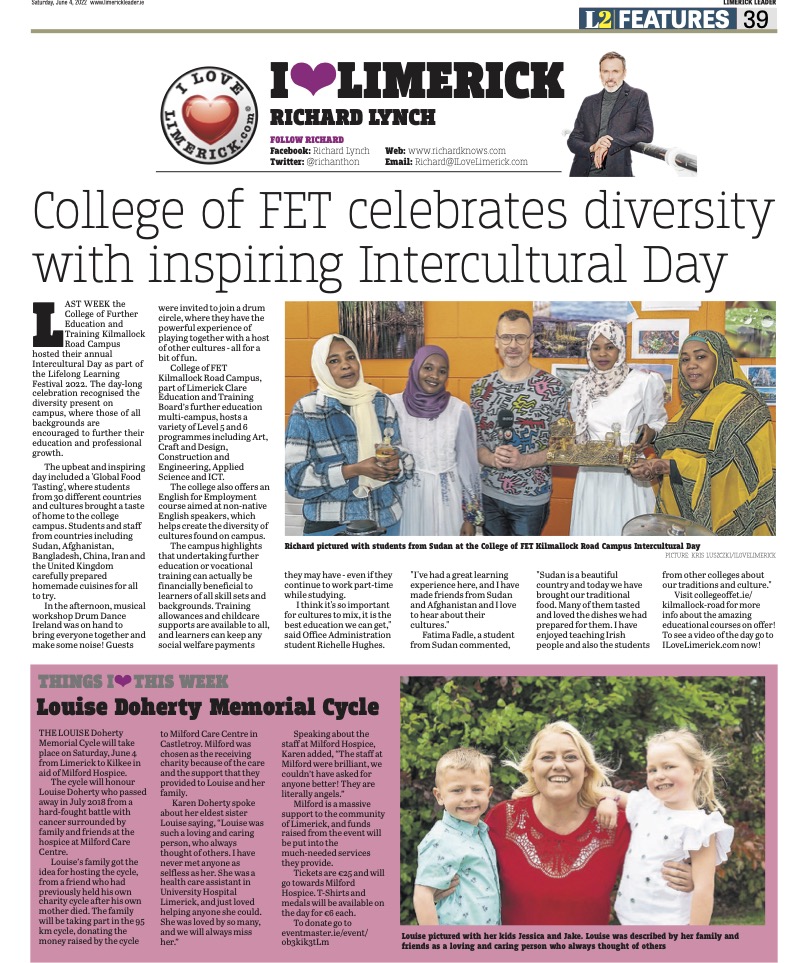 The Leader Column June 4 2022 - College of FET celebrates diversity with inspiring Intercultural Day.